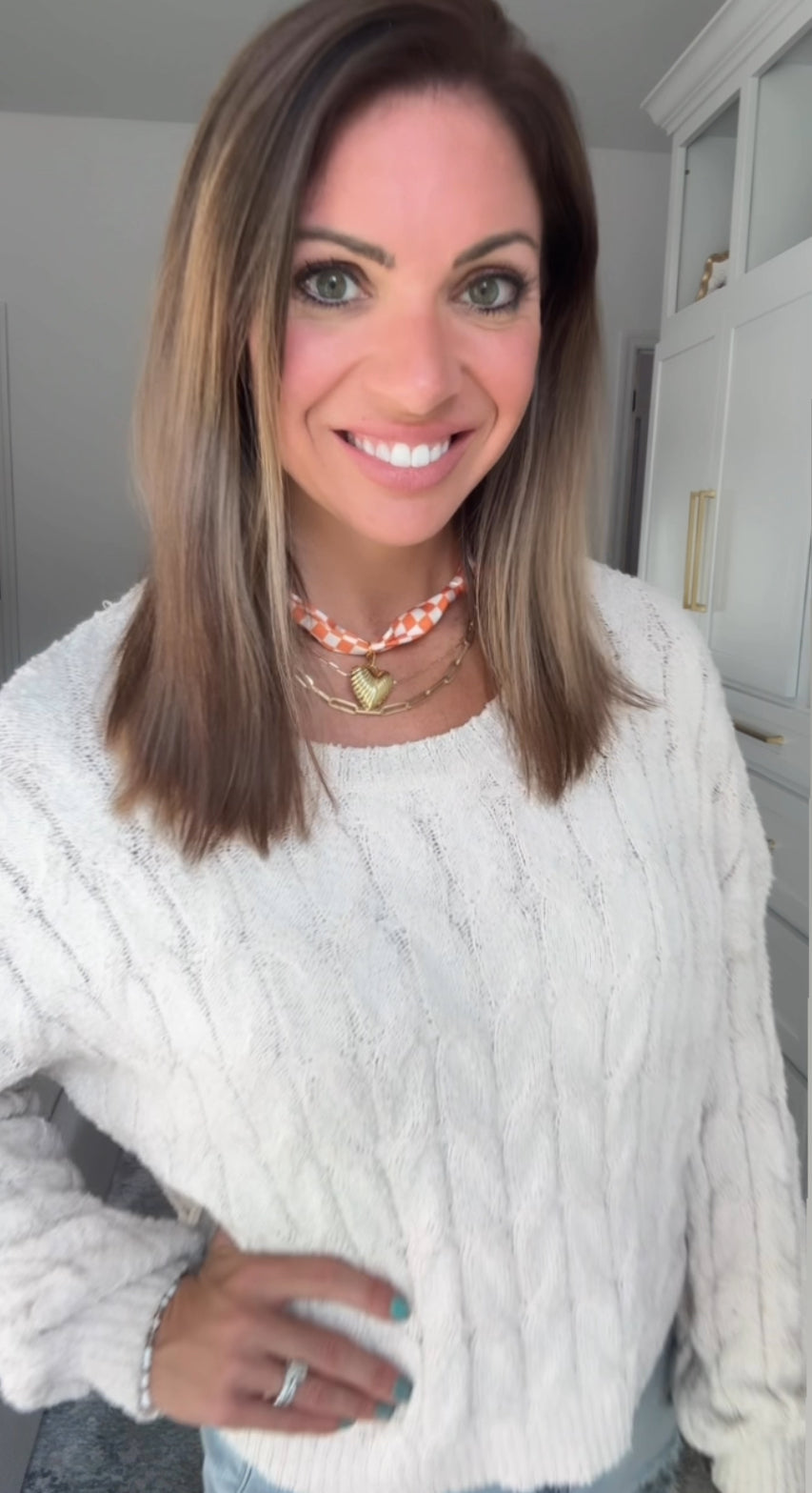 Orange Checkered Scarf Necklace