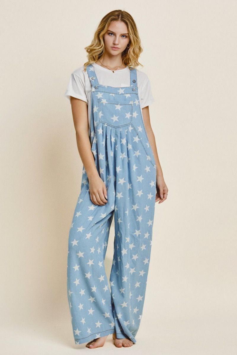 Star printed denim jumpsuit -ADULT