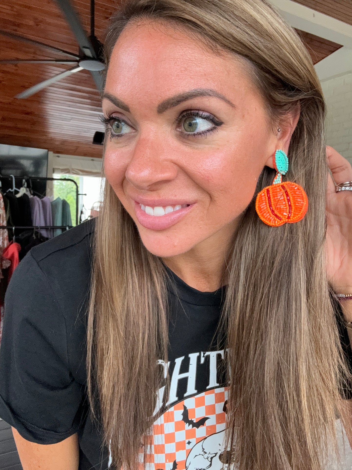 Beaded Pumpkin Earrings