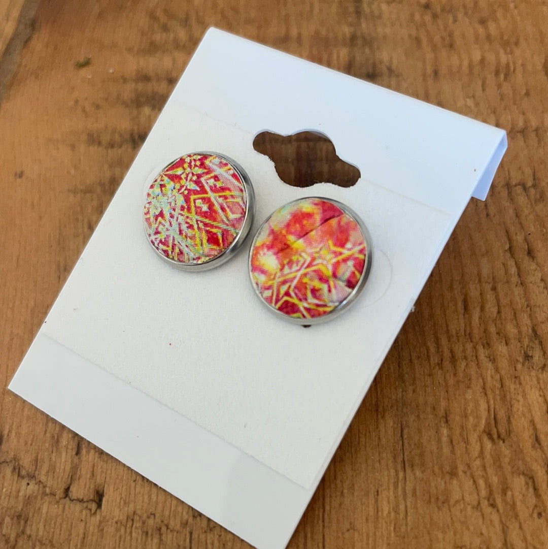 Leather Tie-Dye Stud Earrings