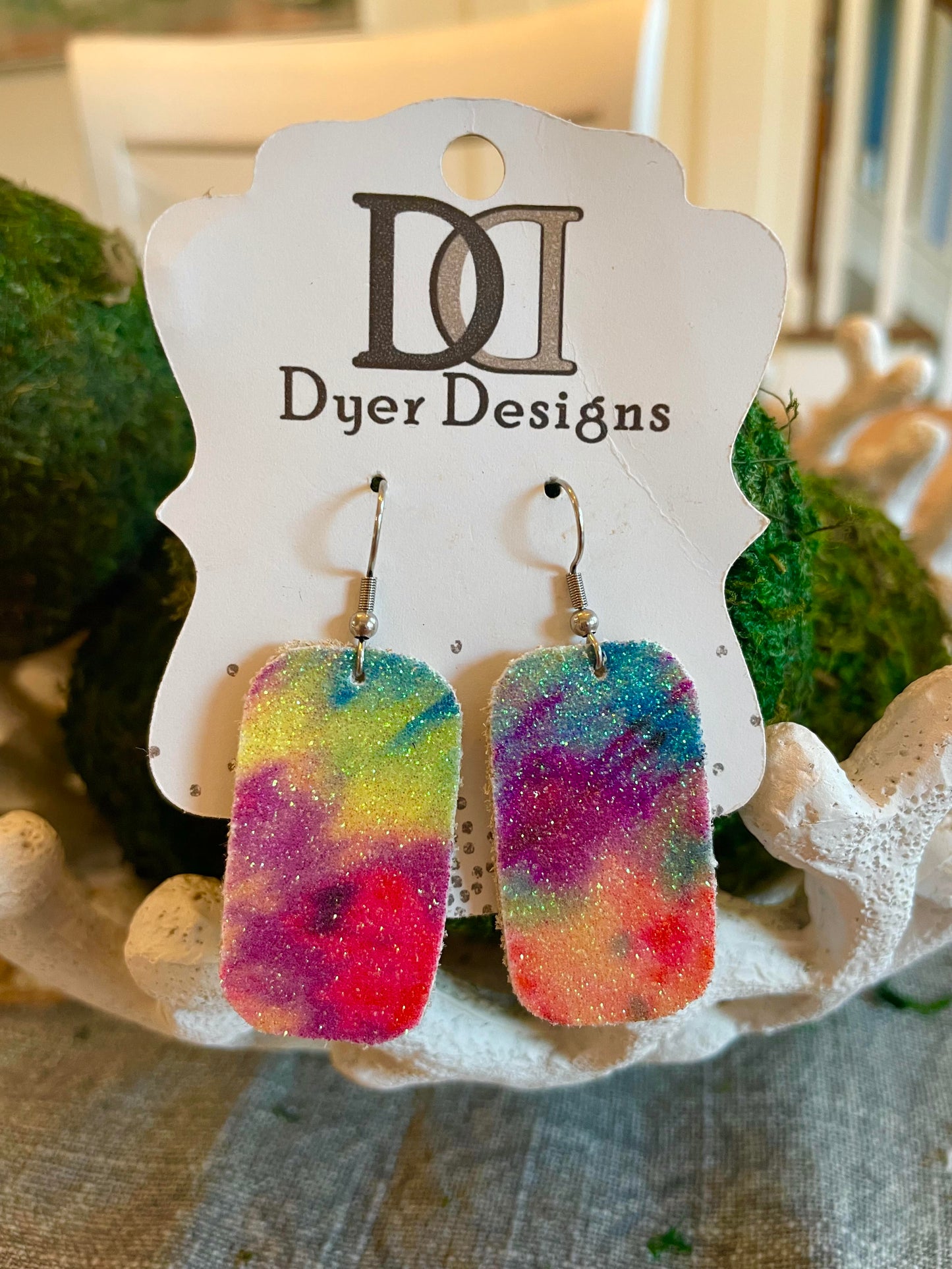 Cork Glitter Tie-Dye Earrings