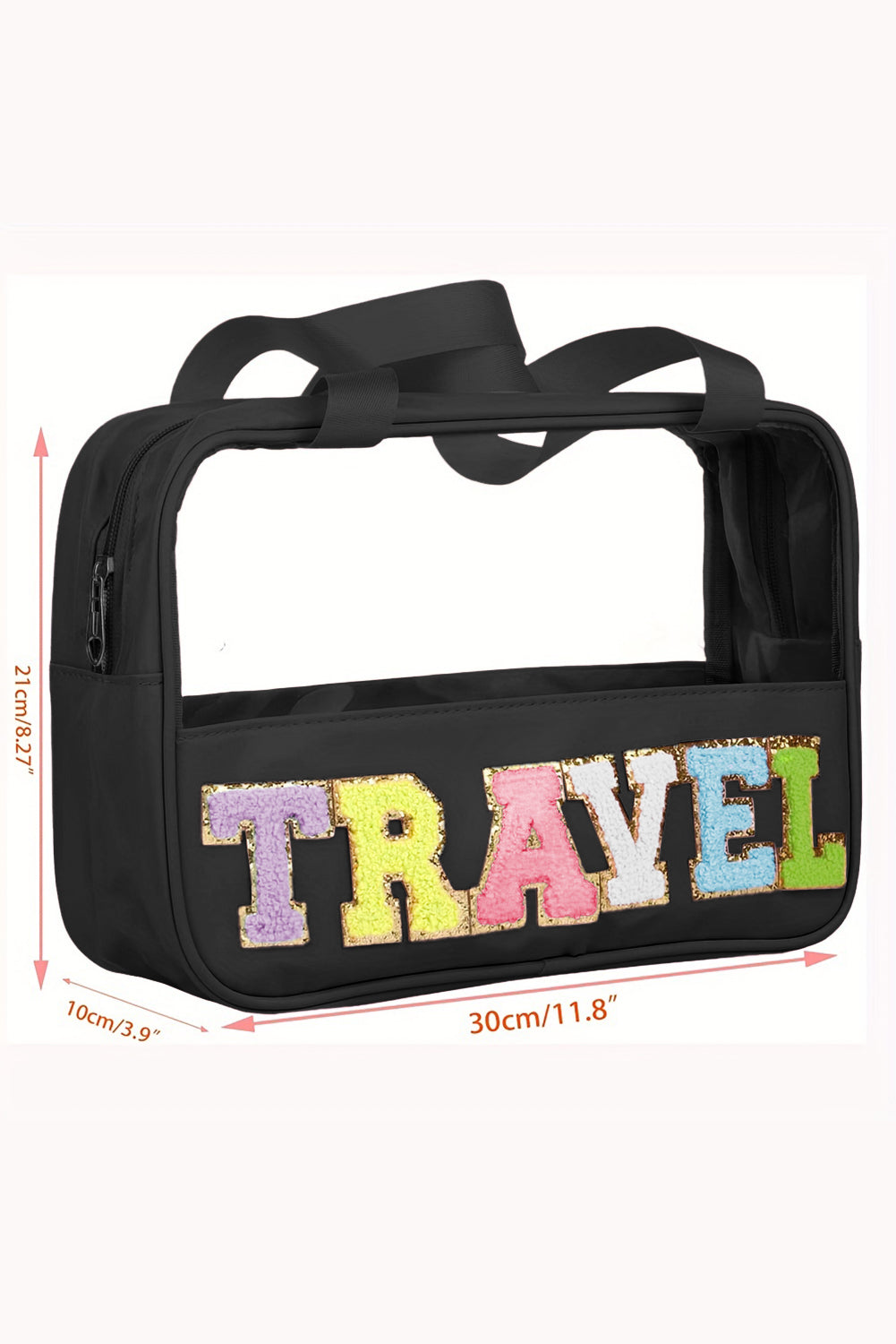 Parchment TRAVEL Chenille Letter Clear PVC Makeup Bag