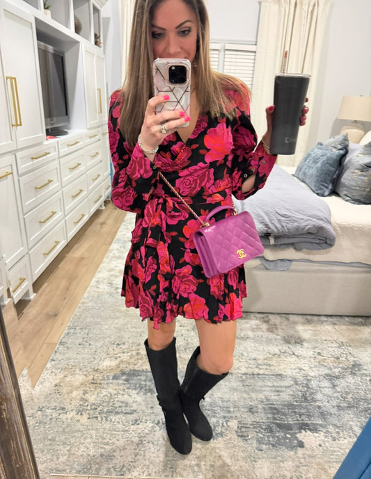 Rose Foral Wrap Dress