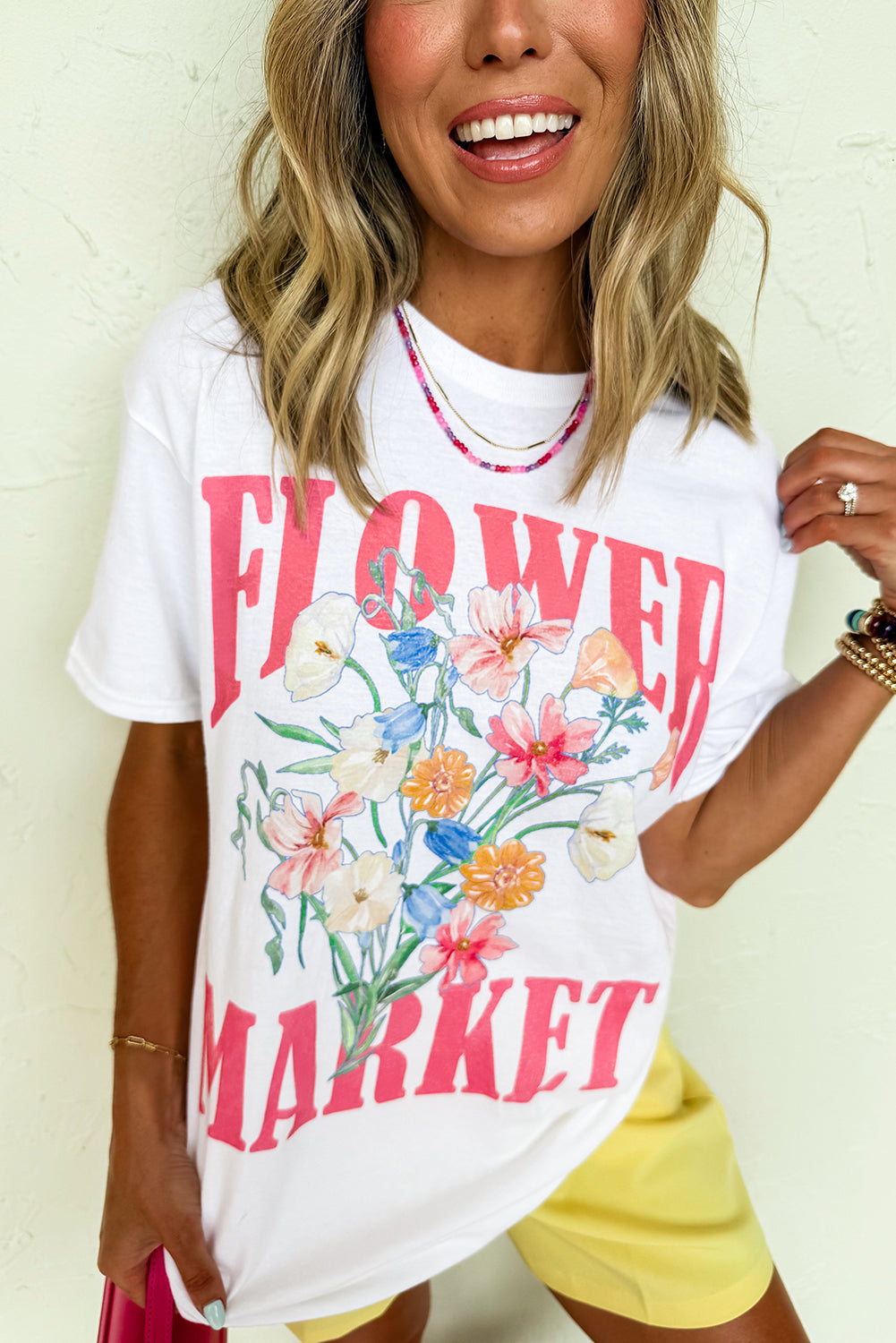 White FLOWER MARKET Graphic T Shirt (Copy)