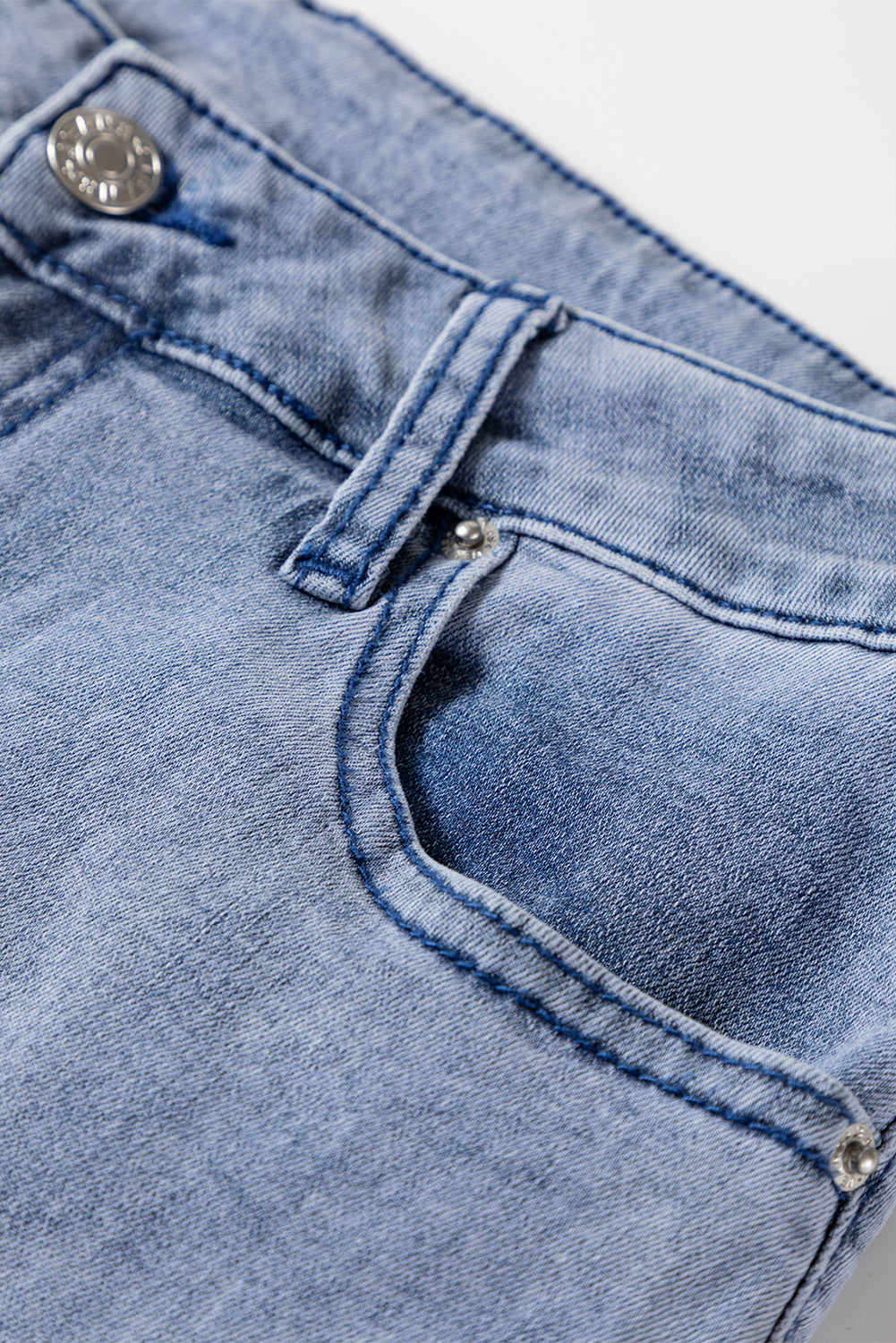 7-10 day ETA Beau Blue High Waist Button Zip Fly Bell Bottom Jeans
