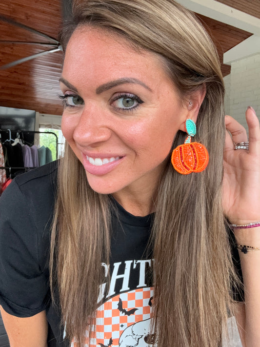 Beaded Pumpkin Earrings