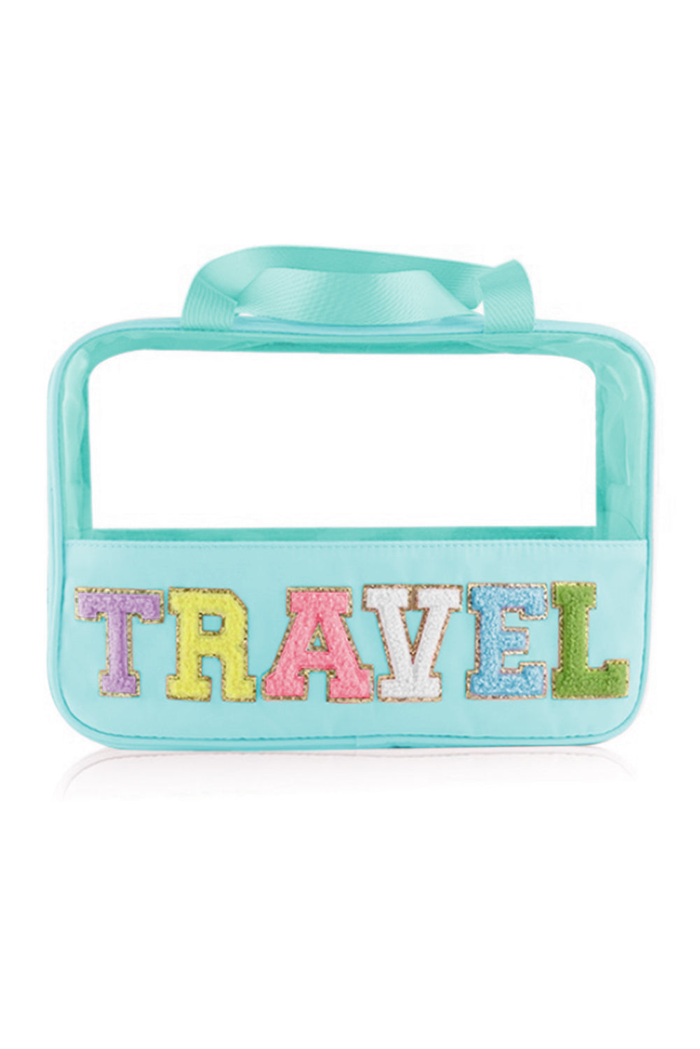 Parchment TRAVEL Chenille Letter Clear PVC Makeup Bag