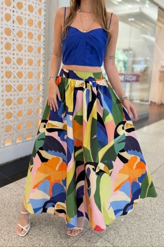 Abstract Print Midi Skirt