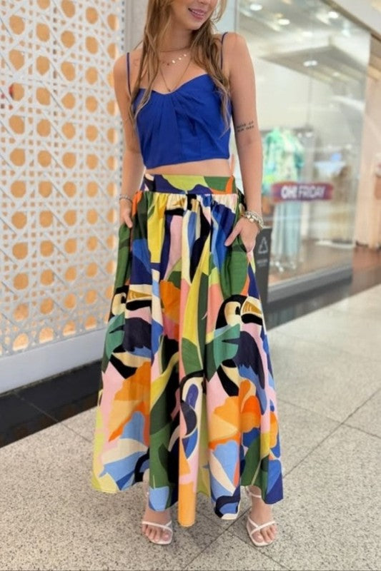 Abstract Print Midi Skirt