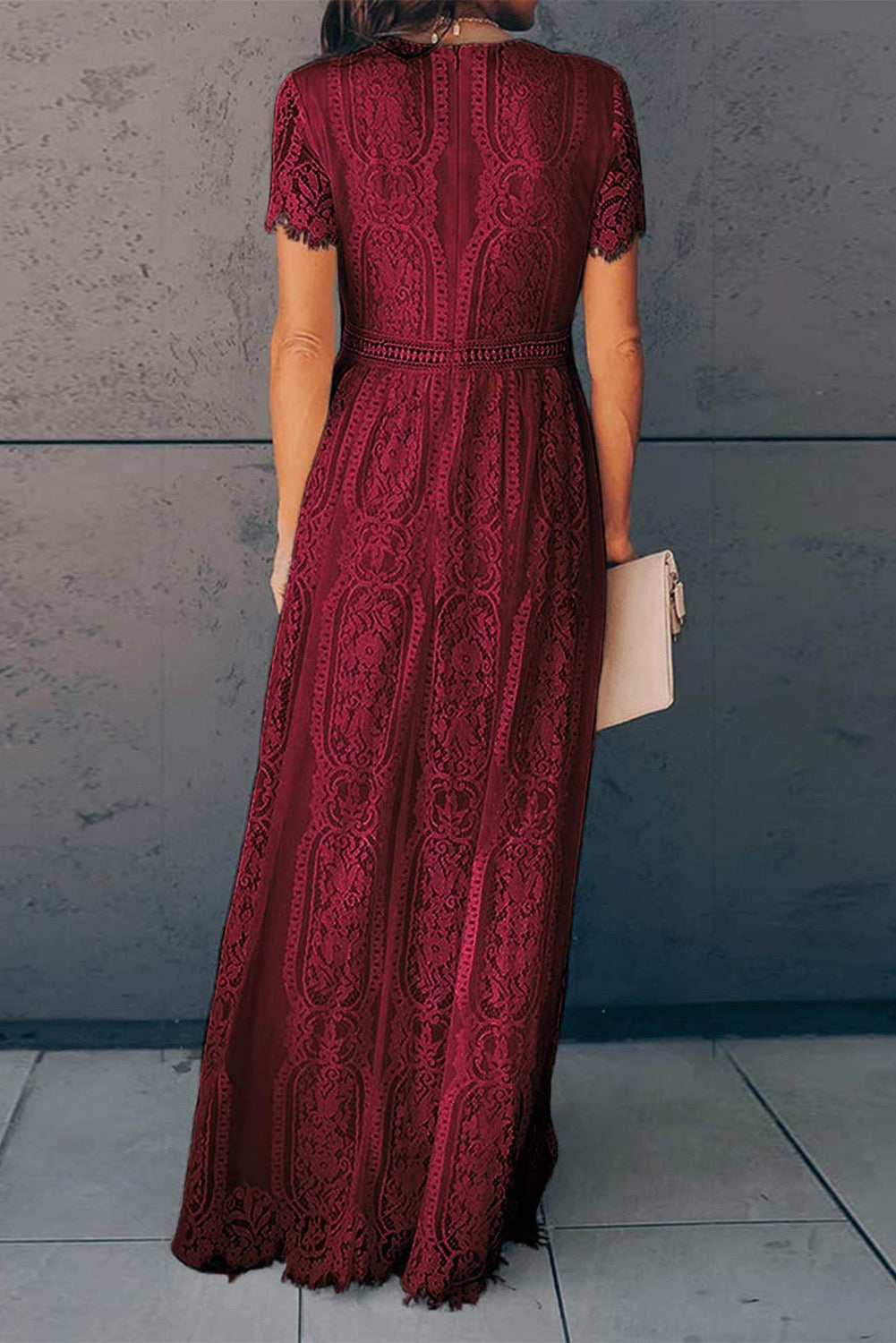 Fiery Red Lace Maxi Dress