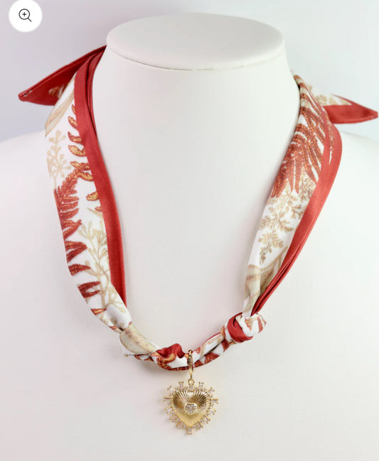 Rust Beige Scarf Necklace