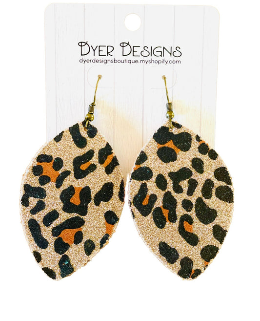 Glitter Leopard Petal Earrings