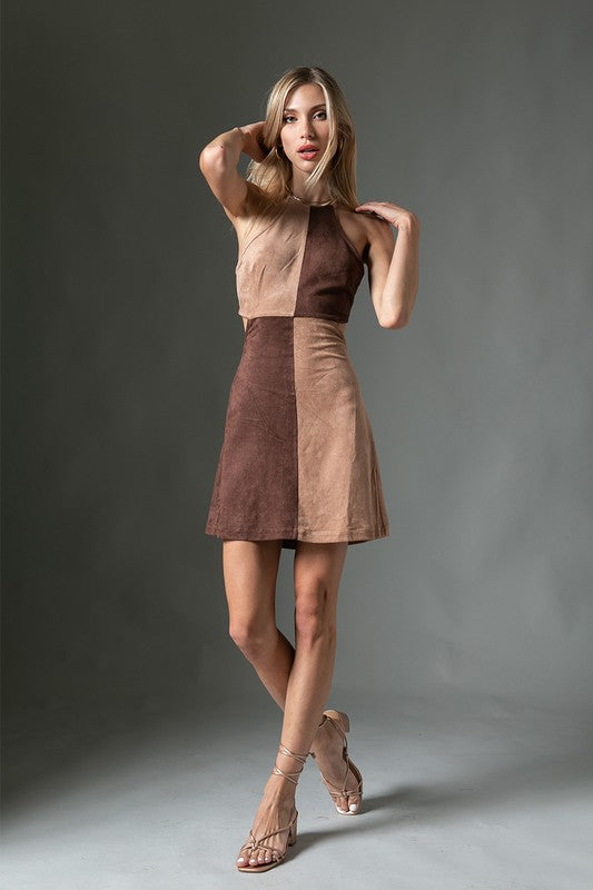 Mocha/Brown Suede Mini Dress