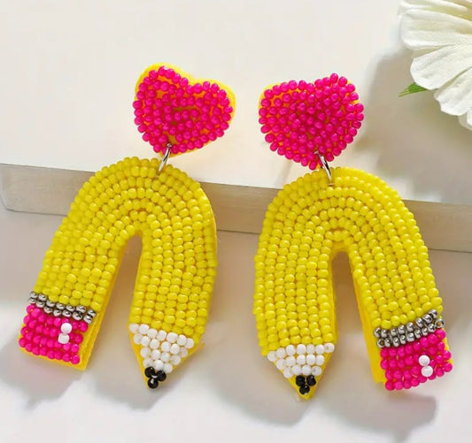Beaded Pencil Earrings