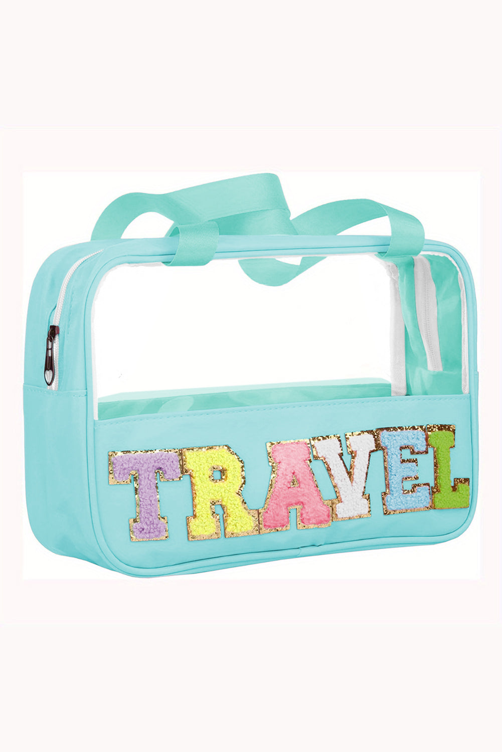 Parchment TRAVEL Chenille Letter Clear PVC Makeup Bag