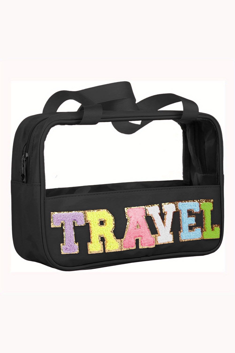 Parchment TRAVEL Chenille Letter Clear PVC Makeup Bag