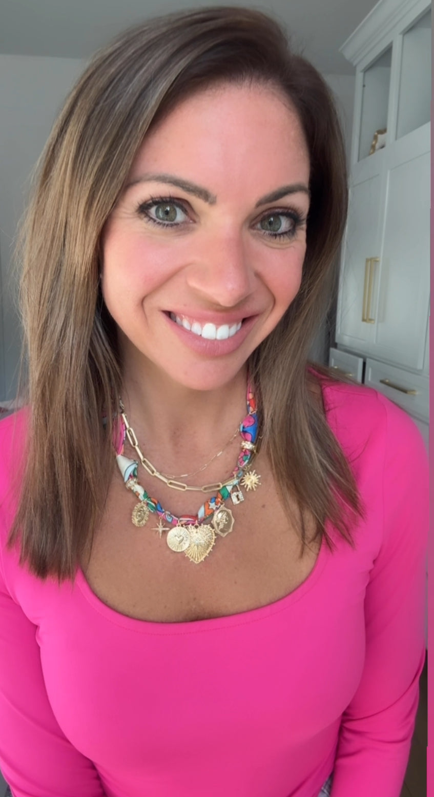 Polly Scarf Charm Necklace Pink Muli