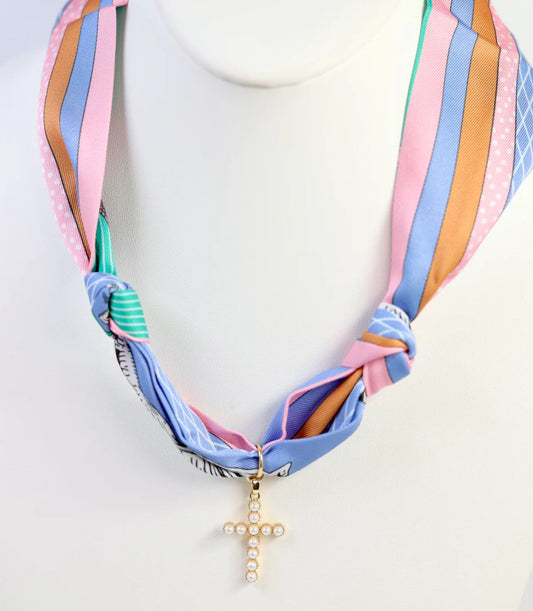 Bekah Scarf Necklace Pink Multi