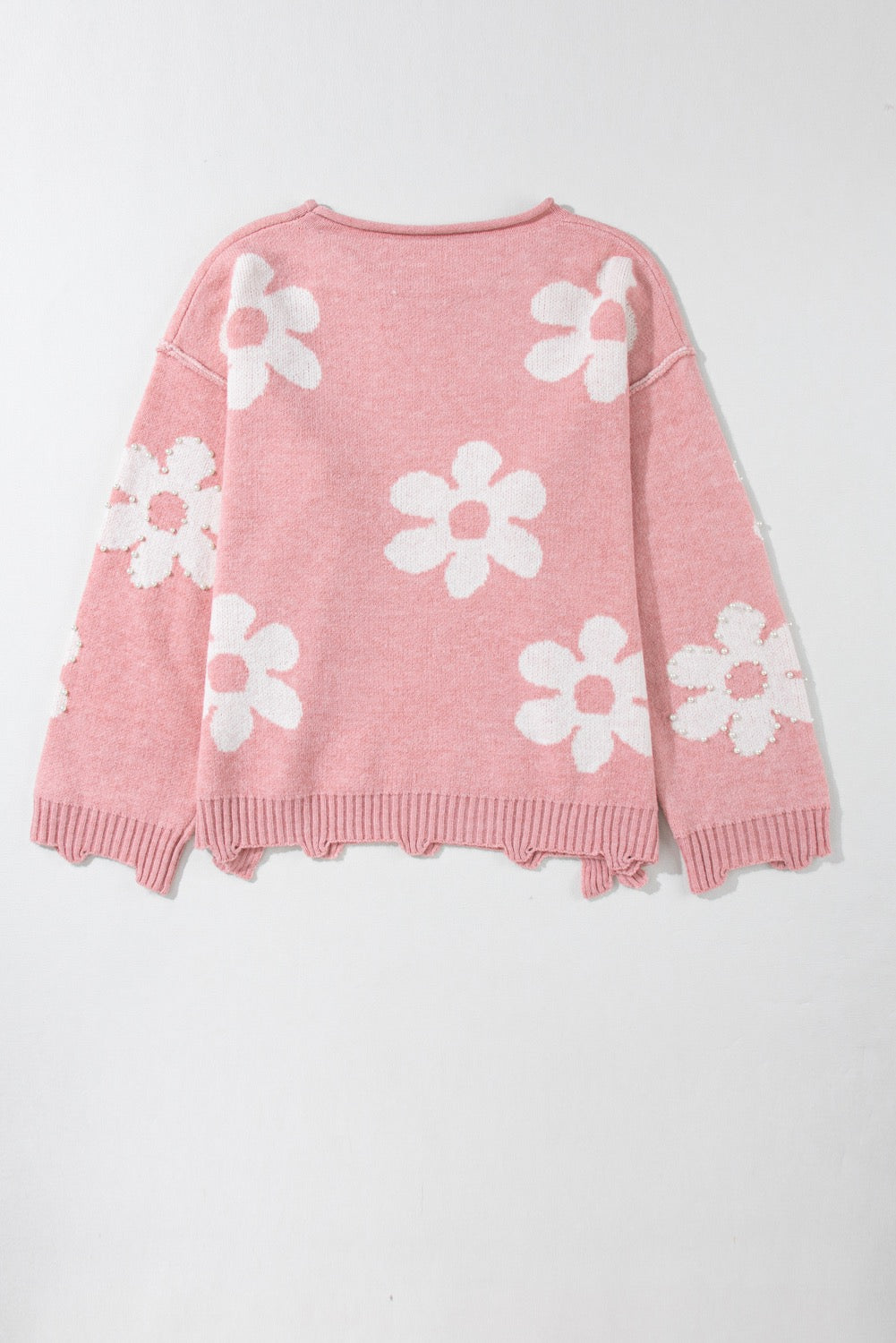 Pearl Beaded Floral Sweater