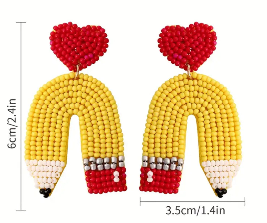 Beaded Pencil Earrings