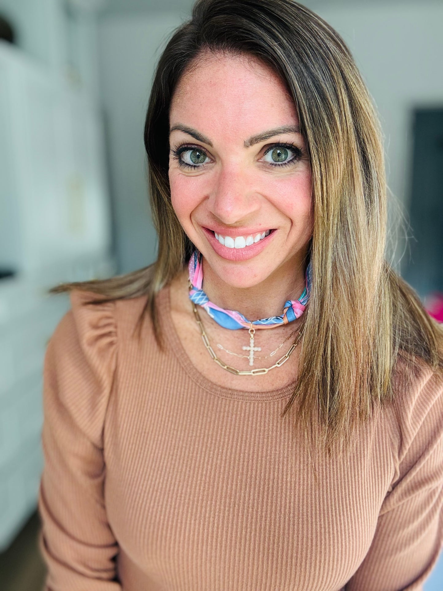 Bekah Scarf Necklace Pink Multi