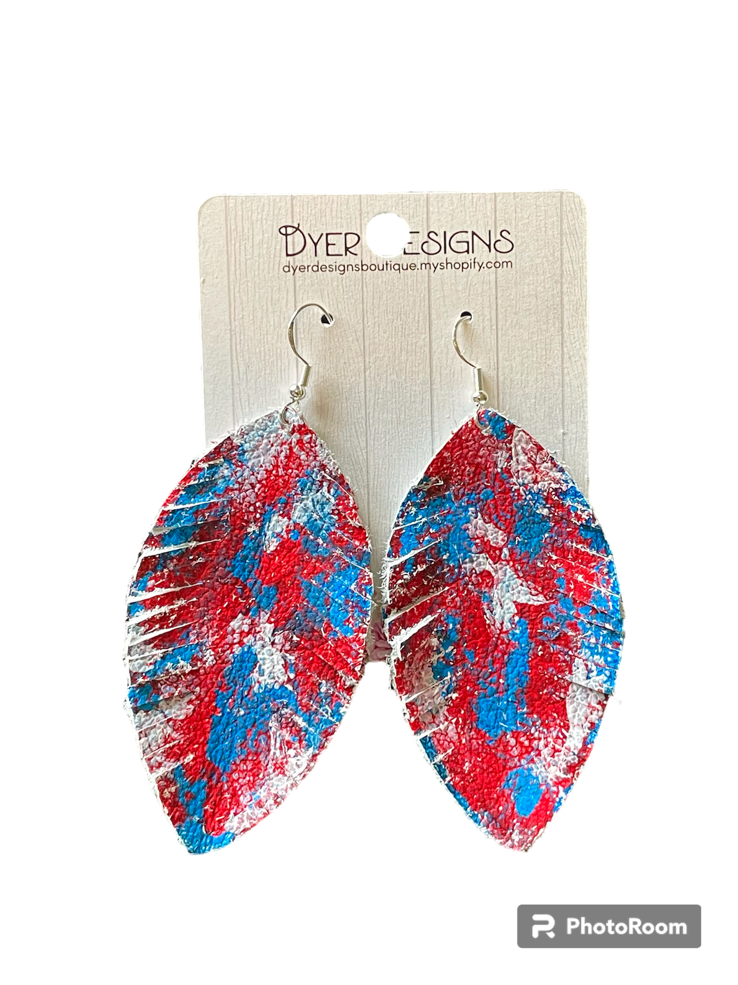 *Hand painted Leather Earrings-Sports team colors