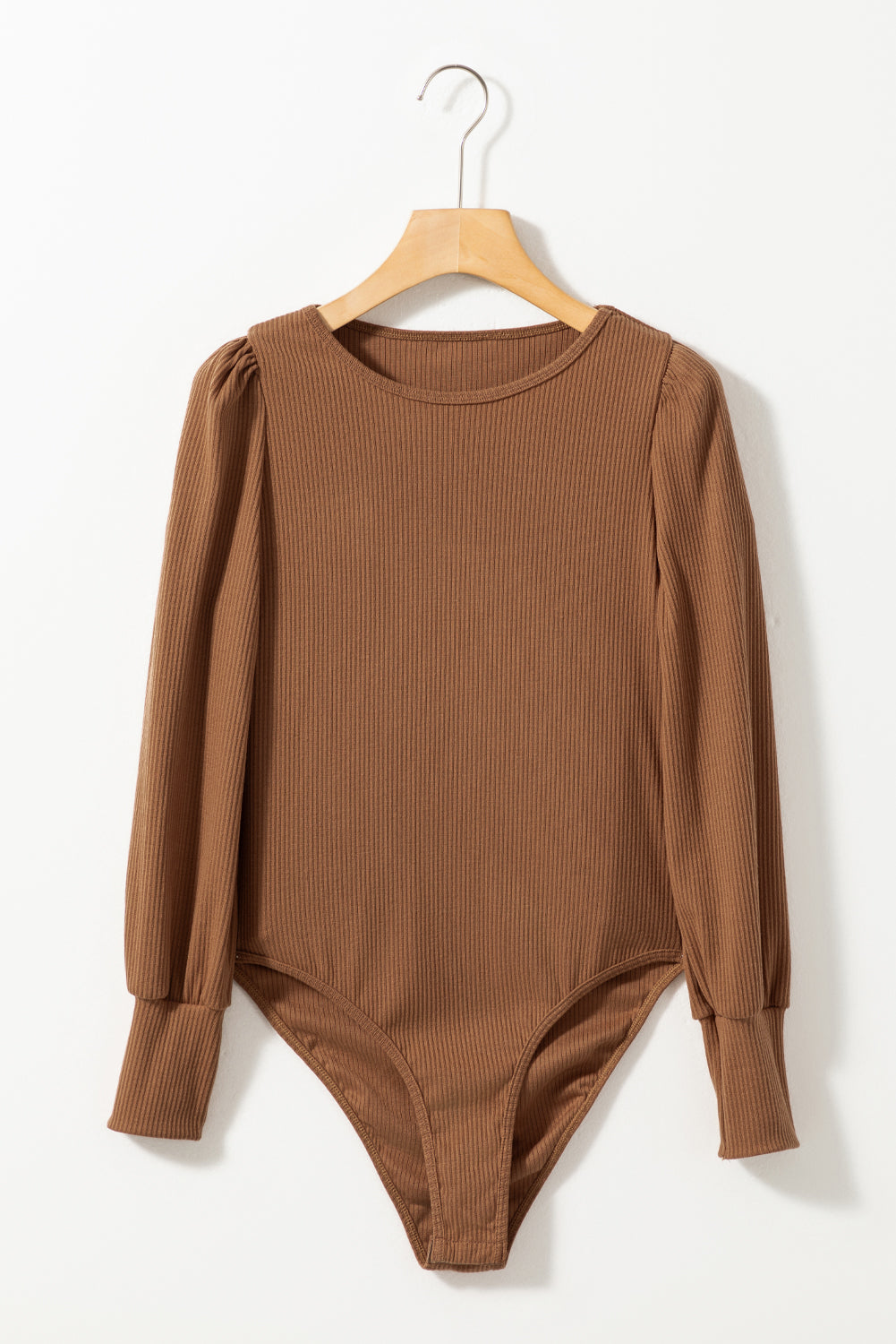 Cinnamon Ribbed Balloon Sleeve Bodysuit