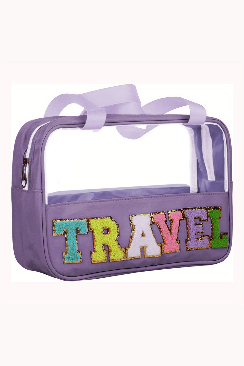 Parchment TRAVEL Chenille Letter Clear PVC Makeup Bag