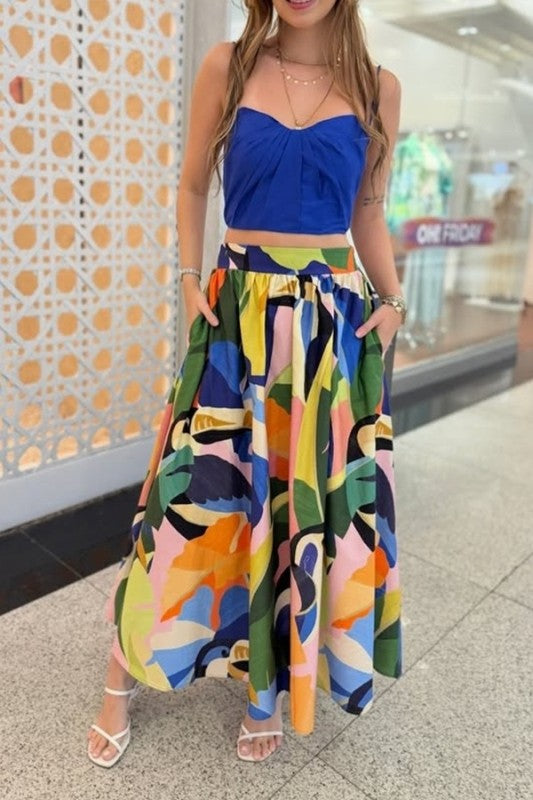 Abstract Print Midi Skirt