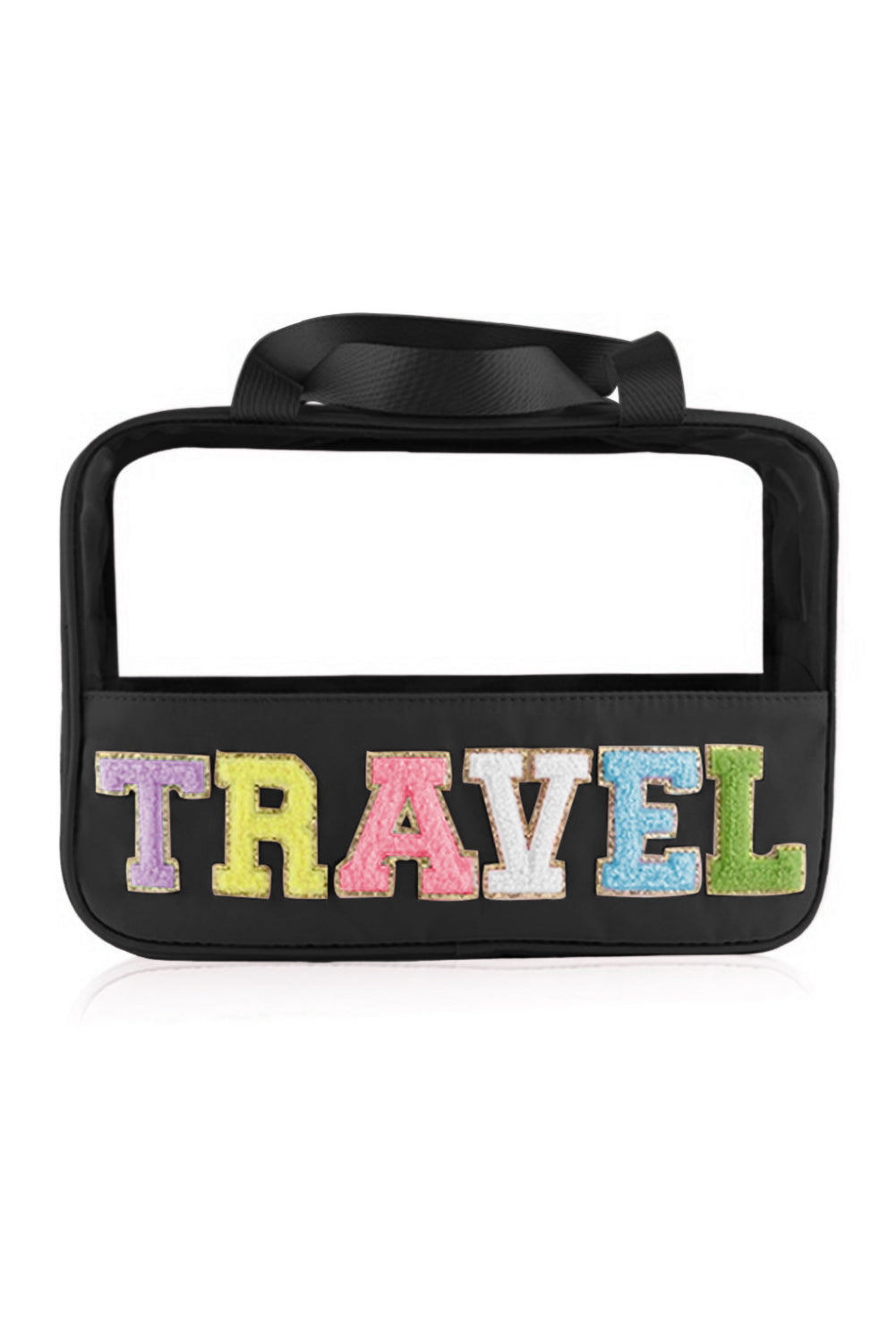 Parchment TRAVEL Chenille Letter Clear PVC Makeup Bag