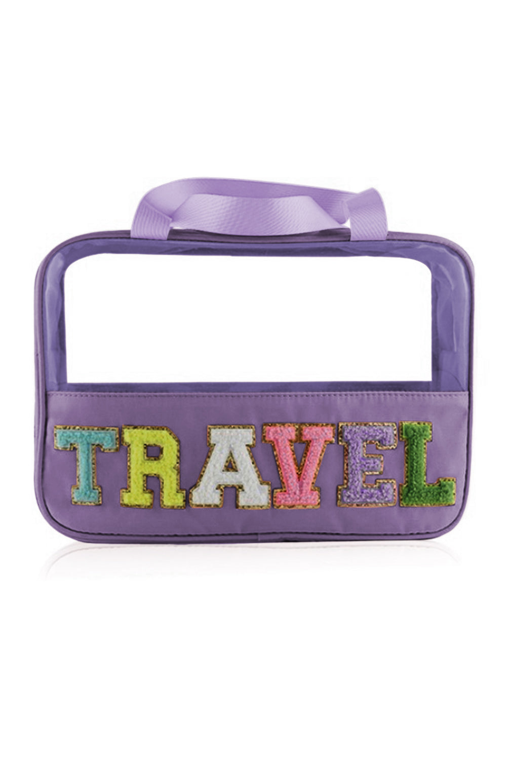 Parchment TRAVEL Chenille Letter Clear PVC Makeup Bag