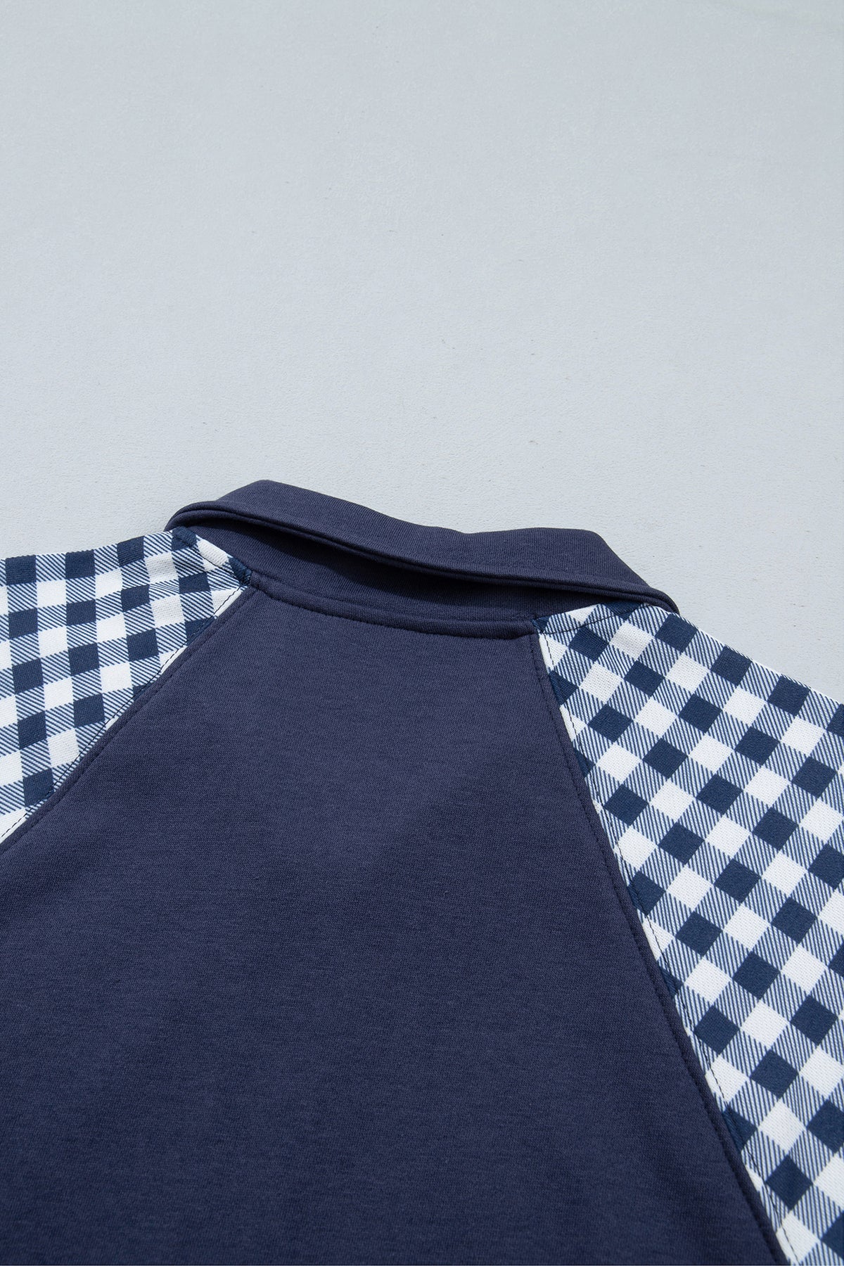 Dark Green Patchwork Plaid Pocket Quarter Zip Sweatshirt