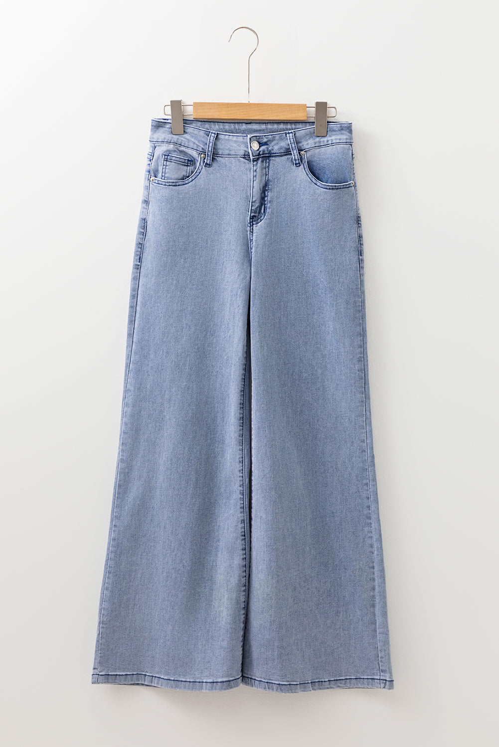 7-10 day ETA Beau Blue High Waist Button Zip Fly Bell Bottom Jeans