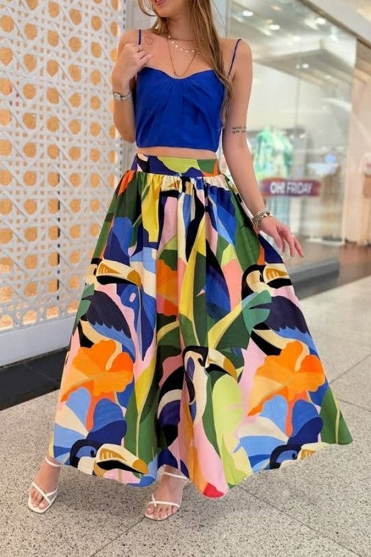 Abstract Print Midi Skirt