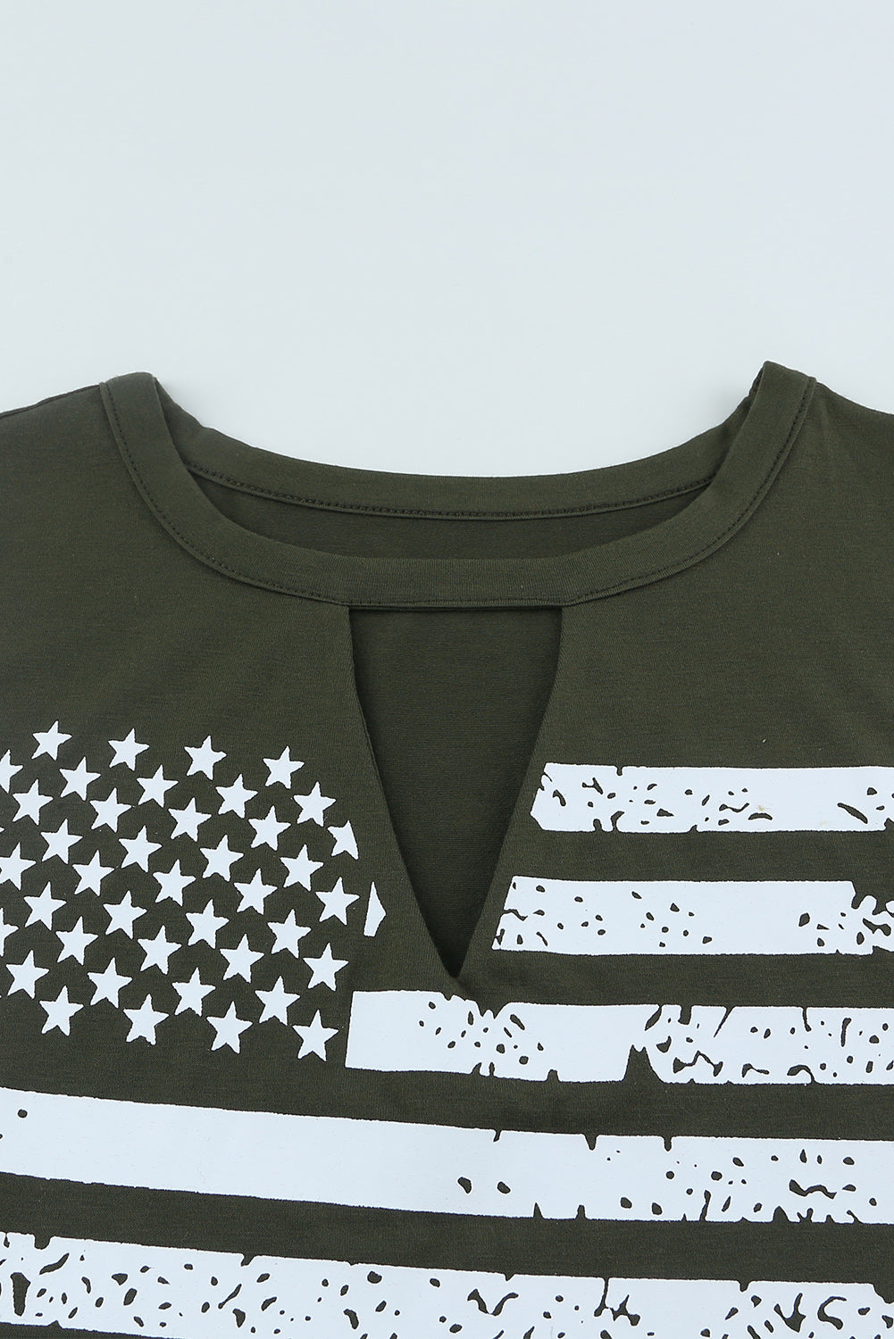 Green Cutout American Flag Print Tank Top