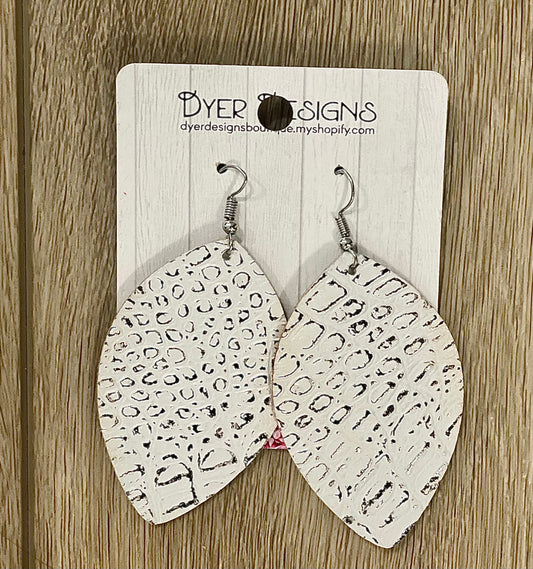 Leather Crocodile Skin Petal Earrings