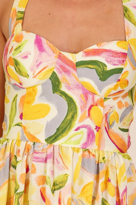 Floral Lace-up Resort Maxi Dress
