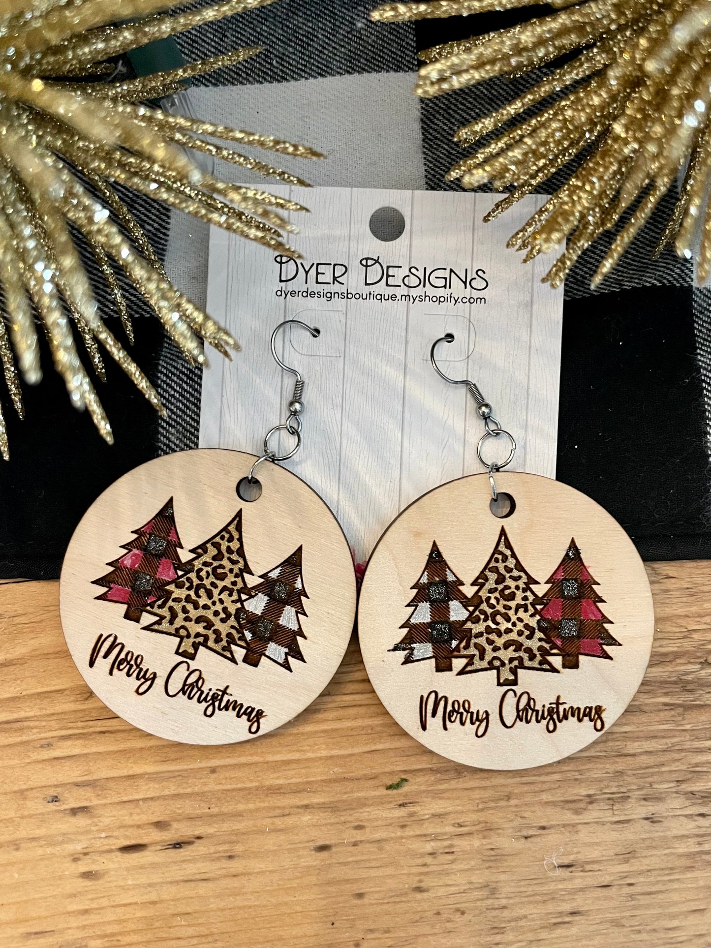 Christmas Merry Christmas Tree Earrings
