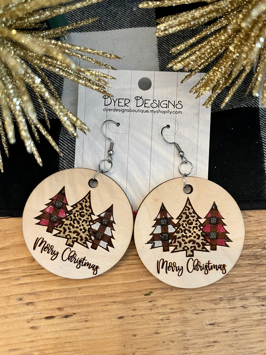 Christmas Merry Christmas Tree Earrings