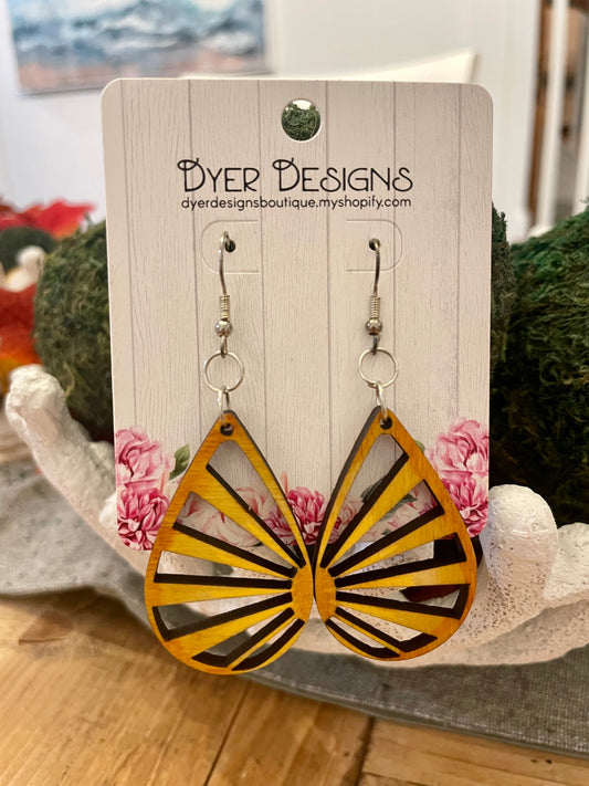 Wooden Sunburst Earrings