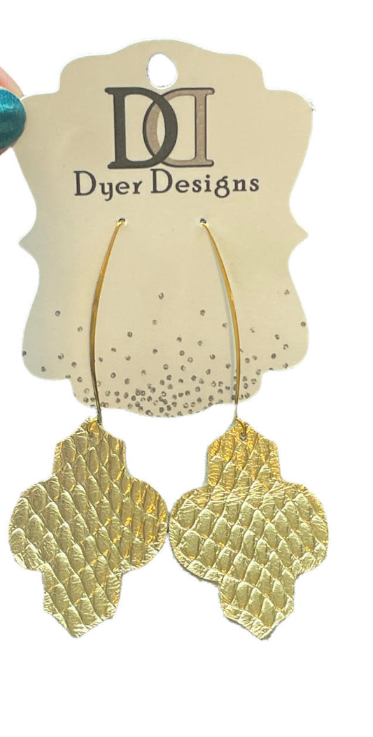 Leather Gold Snake Skin Moroccan Earrings