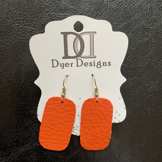 Leather Burnt Orange Rectangle Earrings