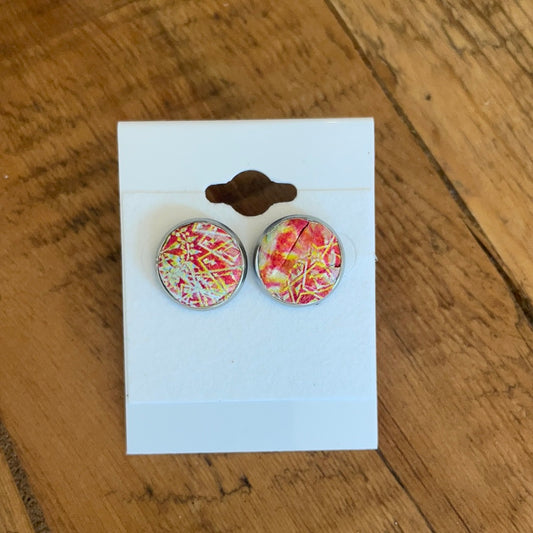 Leather Tie-Dye Stud Earrings