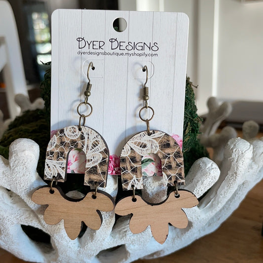 Wooden Lace Arch Earrings