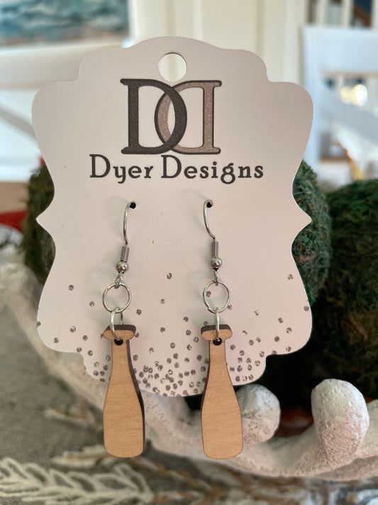 Wooden Small Baseball Bat Earrings