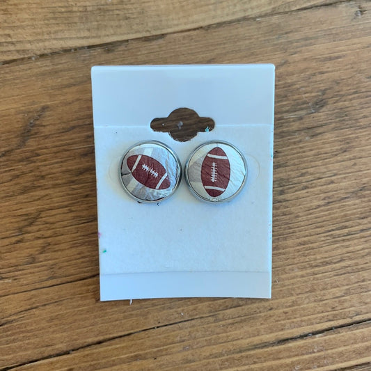 Leather Football Stud Earrings