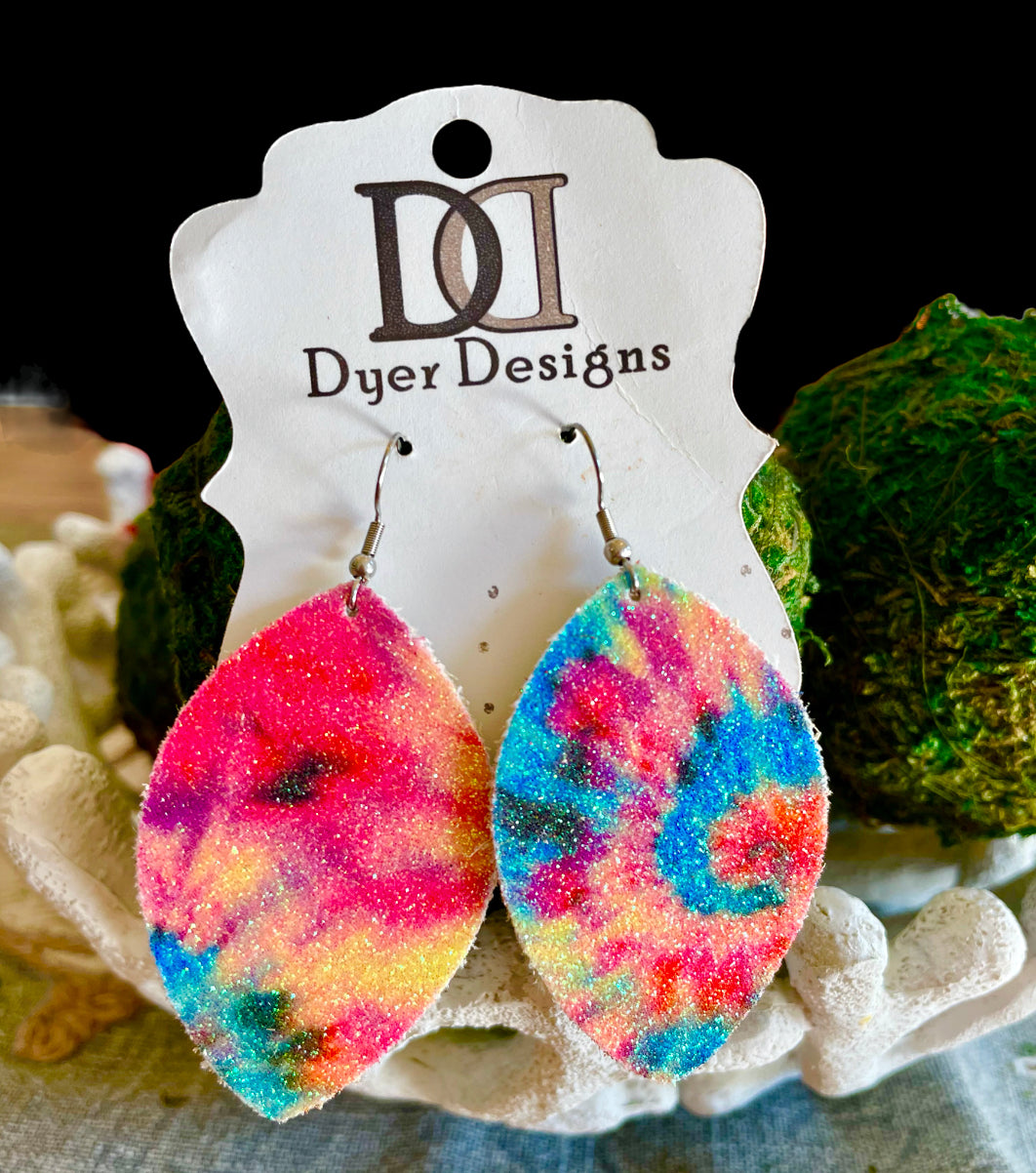 Cork Glitter Tie-Dye Earrings