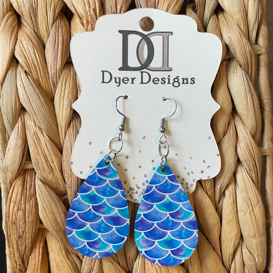 Wooden Mermaid Teardrops Earrings