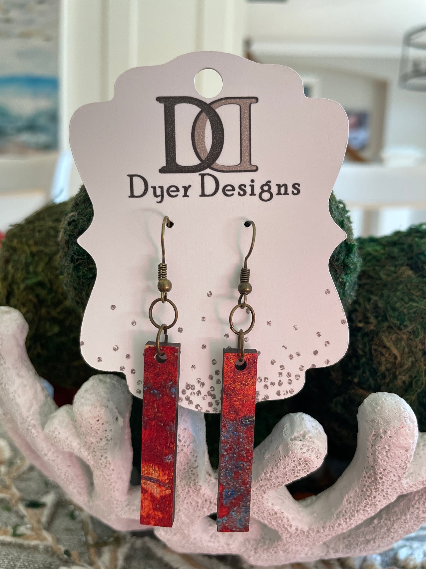 Wooden Copper Drop Earrings