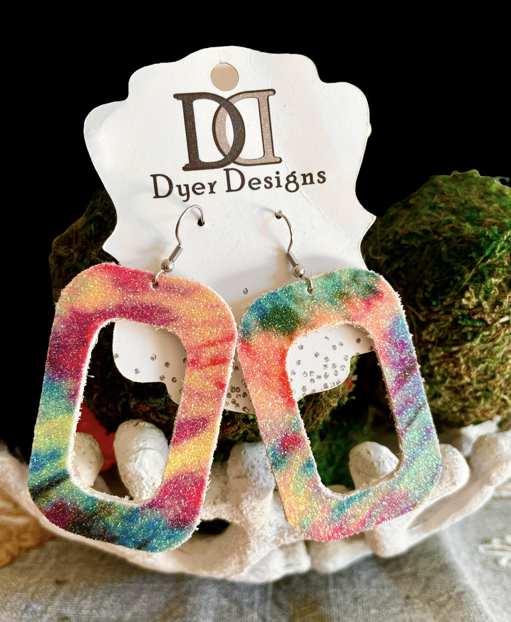 Cork Glitter Tie-Dye Earrings